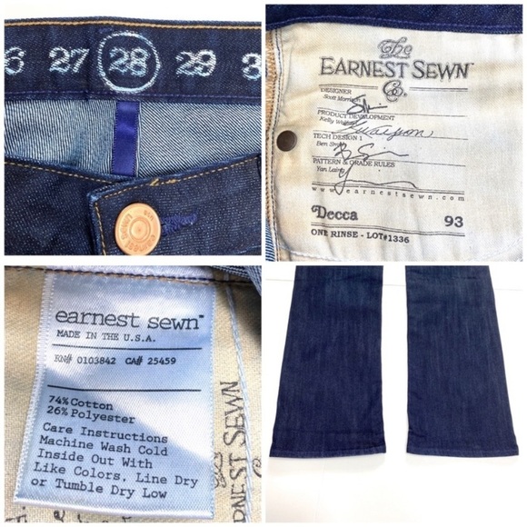 EARNEST Sewn Decca 93 Straight Legs Jeans in Dark Indigo Size 28 - Picture 6 of 9